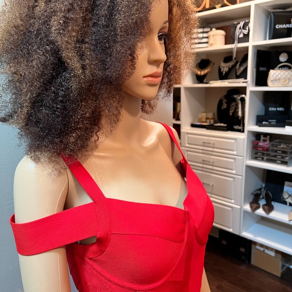 NWOT ADYCE Off Shoulder Bodycon Bandage Red Dress - Picture 13 of 13